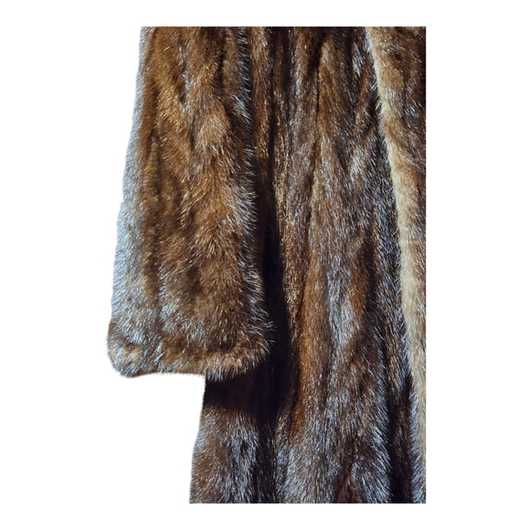 Women's Famous Barr Brown Authentic Mink Fur Coat Size L - Picture 4 of 12